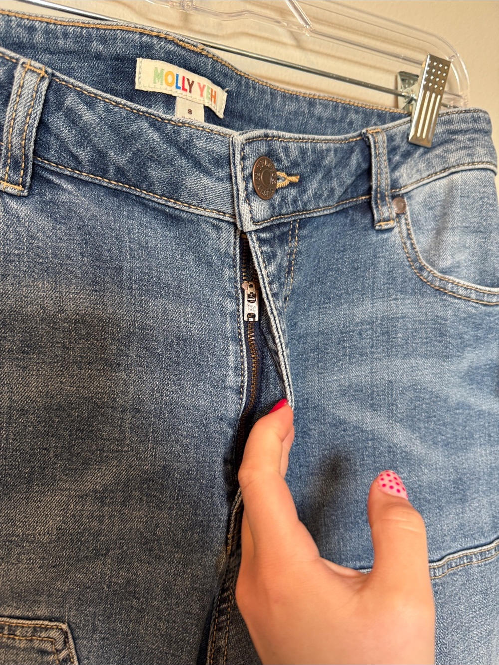 NWT Molly Yeh Blue Patchwork Jeans - Picture 4 of 6